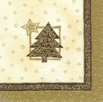 s5520 - Ornament Tree - cream/brown - Servietten - Packung - 20 Stück