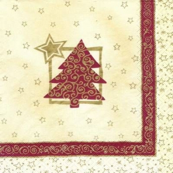 s5524 - Ornament Tree - red - Servietten - Packung - 20 Stück