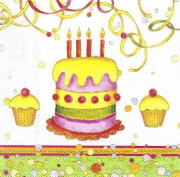 s5576 - Birthday Cake- white - Servietten - Packung - 20 Stück