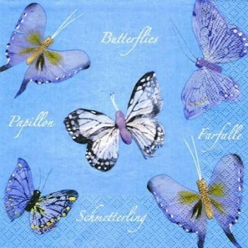 s5657 - Schmetterlinge - blau - Servietten - Packung - 20 Stück