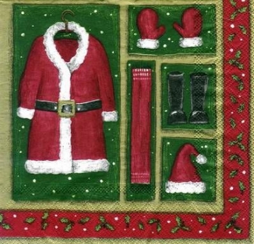 s5708 - Santas - green.red - Serviette - Stückpreis