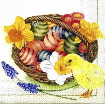 s5777 - Basket of Eggs - creme - Servietten - Packung - 20 Stück