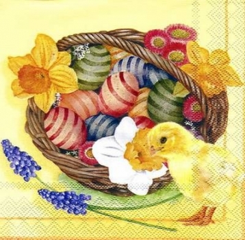 s5794 - Basket Eggs - yellow - Servietten - Packung - 20 Stück
