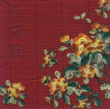s5961 - Japanese Flower - red - Servietten - Packung - 20 Stück.