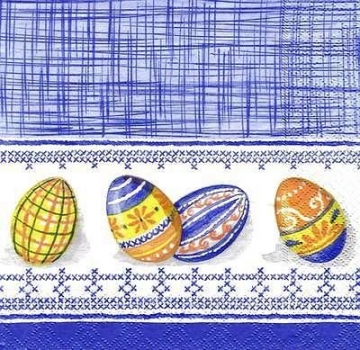 s6041 - Osterstickerei - blau - Servietten - Packung - 20 Stück