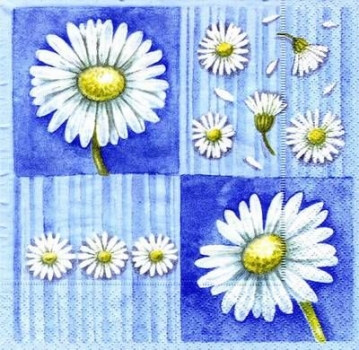 s6067 - Daisies in Bloom - blue - Servietten - Packung - 20 Stück
