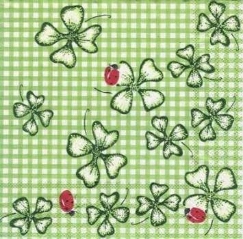 s6077 - Clover with Ladybird  - Servietten - Packung - 20 Stück