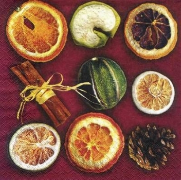 s6111 - Dried Fruits - burgundy - Servietten - Packung - 20 Stück
