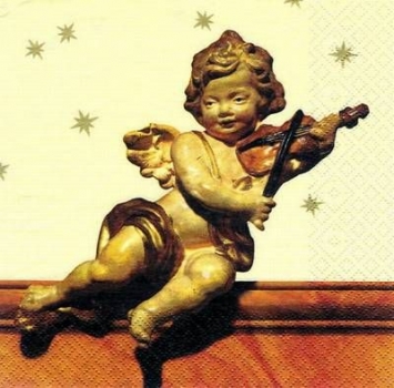 s6129 - Putti with Violin - ivory - Servietten - Packung - 20 Stück.