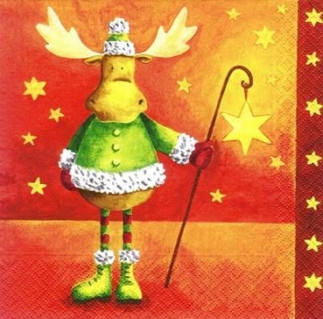 s6198 - Elk and Star - Servietten - Packung - 20 Stück