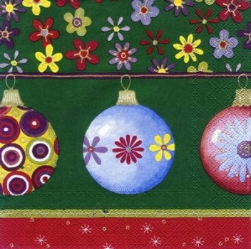 s6335 - Bright Ornaments - green - Servietten - Packung - 20 Stück
