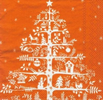 s6343 - Jingle Tree - orange - Servietten - Packung - 20 Stück