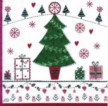 s6348 - Country Christmas Tree - white - Servietten - Packung - 20 Stück