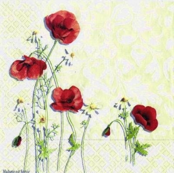s6361 - Poppies Landscape - green - Servietten - Packung - 20 Stück