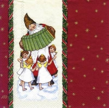 s6375 - Santas Surprise - red cream - Servietten - Packung - 20 Stück