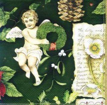 s6411  - X-mas Angel - green - Servietten - Packung - 20 Stück.