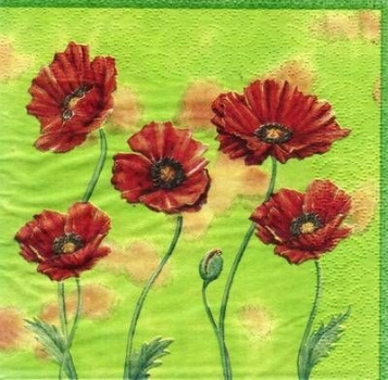 s6474 - Mohnblumen - Servietten - Packung - 20 Stück