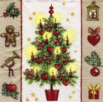 s6481 - Am Tannenbaum - Servietten - Packung - 20 Stück