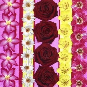 s6487 - Flower Stripes - Servietten - Packung - 20 Stück.