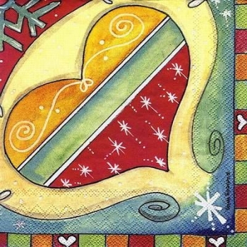 s6541 - Winterherzen - VIELSEIDIG - Servietten - 33 x 33 cm - Packung - 20 Stück