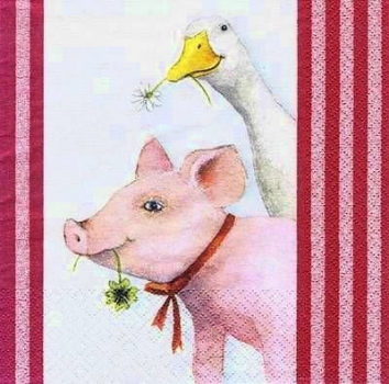 s6621 - Piggy und Sue - Servietten - 33 x 33 cm - Packung - 20 Stück