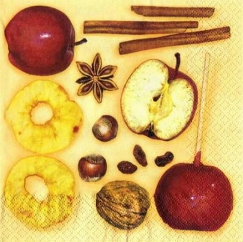 s6692 - Apples with Cinnamon - beige - Servietten - Packung - 20 Stück