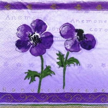 s6702 - Anemone - lila - Servietten - Packung - 20 Stück.