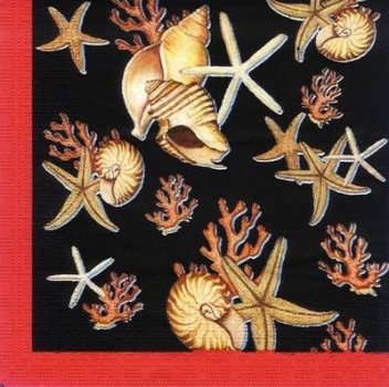 s6713 - Coral u. Shells - black - Servietten - Packung - 20 Stück