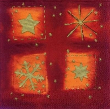 s6744 - Weihnachtssterne - rot/gold - Servietten - Packung - 40 Stück