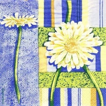 s6769 - Gerbera - blue - Servietten - Packung - 20 Stück.