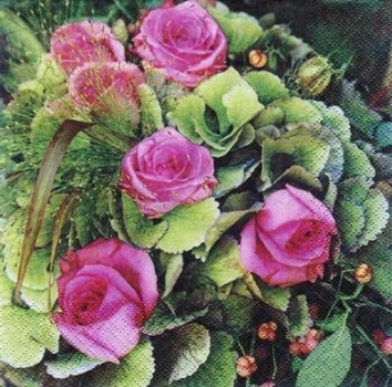 s6821 - Rosenstrauß - Servietten - 33 x 33 cm - Packung - 20 Stück