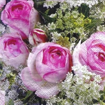 s6861 - Elionor - rosa - Servietten - 3 x 33 cm - Packung - 20 Stück
