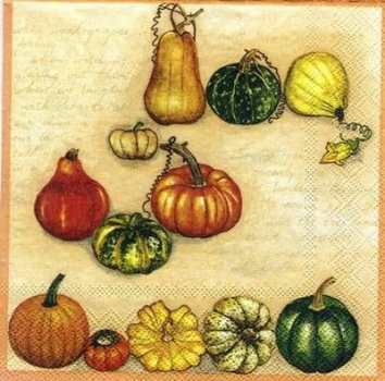 s7036 - Many Pumpkins - creme - Servietten - Packung - 20 Stück