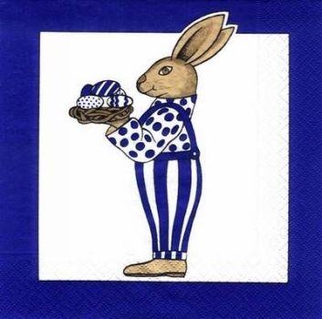 s7049 – Osterhase in blau - Servietten – 33 x 33 cm - Packung – 20 Stück