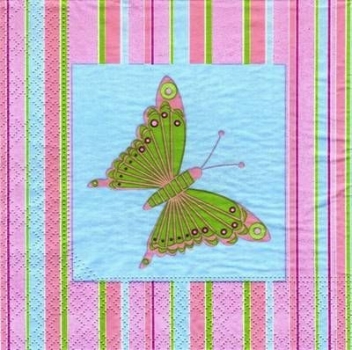s7053 - Schmetterling - grün/bunt - Servietten - Packung - 20 Stück.