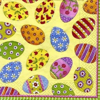 s7142 - Painted Eggs - yellow - Servietten - Packung - 20 Stück