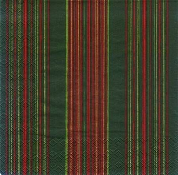 s7180 - Stripes - grün/rot - Servietten - Packung - 20 Stück