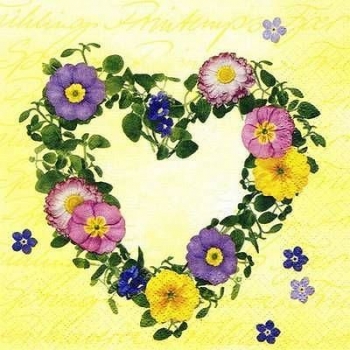 s7207 - Flower Heart - yellow - Servietten - Packung - 20 Stück