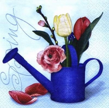 s7228 - Flower-Can - blue - Servietten - Packung - 20 Stück