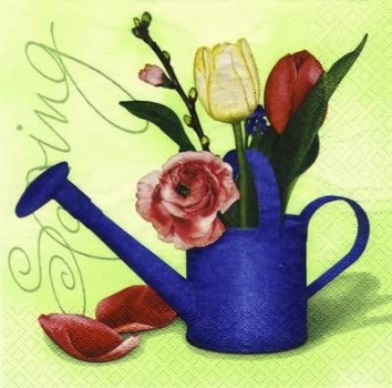 s7237 - Flower-Can - green - Servietten - Packung - 20 Stück