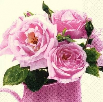 s7265 - Bauernrose - rosa - Napkins - Package - 20 pcs.