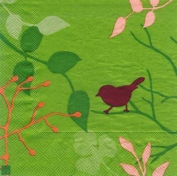 s7337 - Spatz - grün - Napkins - Package - 20 pcs.
