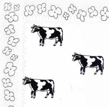 s7442 – Kühe – schwarzweiß – Servietten – 33 x 33 cm - Packung – 20 Stück