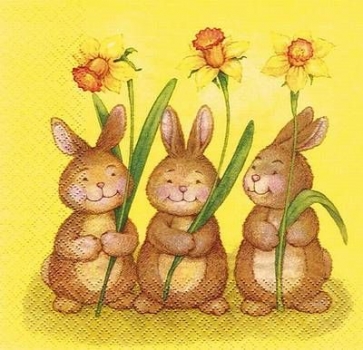 s7510 - Little Bunnies - yellow - Servietten - Packung - 20 Stück.