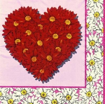 s7680 - Blumenherz - Servietten - Packung - 20 Stück