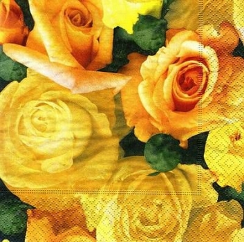 s7699 - Gelbe Rosen - Servietten - Packung - 20 Stück