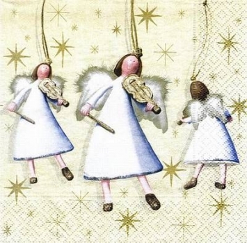 s7729 - Angels with Violin - cream - Servietten - Packung - 20 Stück.