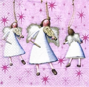 s7731 - Angels with Violin - lilac - Servietten - Packung - 20 Stück.