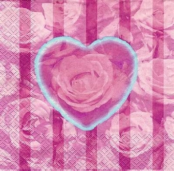 s7736 - Roses - Heart and Stripes - rose - Servietten - Packung - 20 Stück