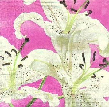 s7741 – Blumen – Lilien – pink – Servietten – 33 x 33 cm - Packung – 20 Stück